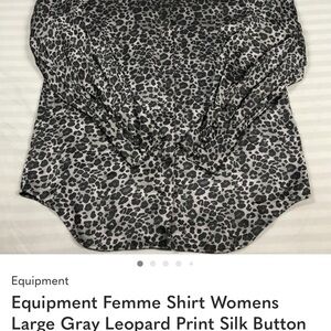 Equipment Gray Leopard Silk Button-Down Shirt